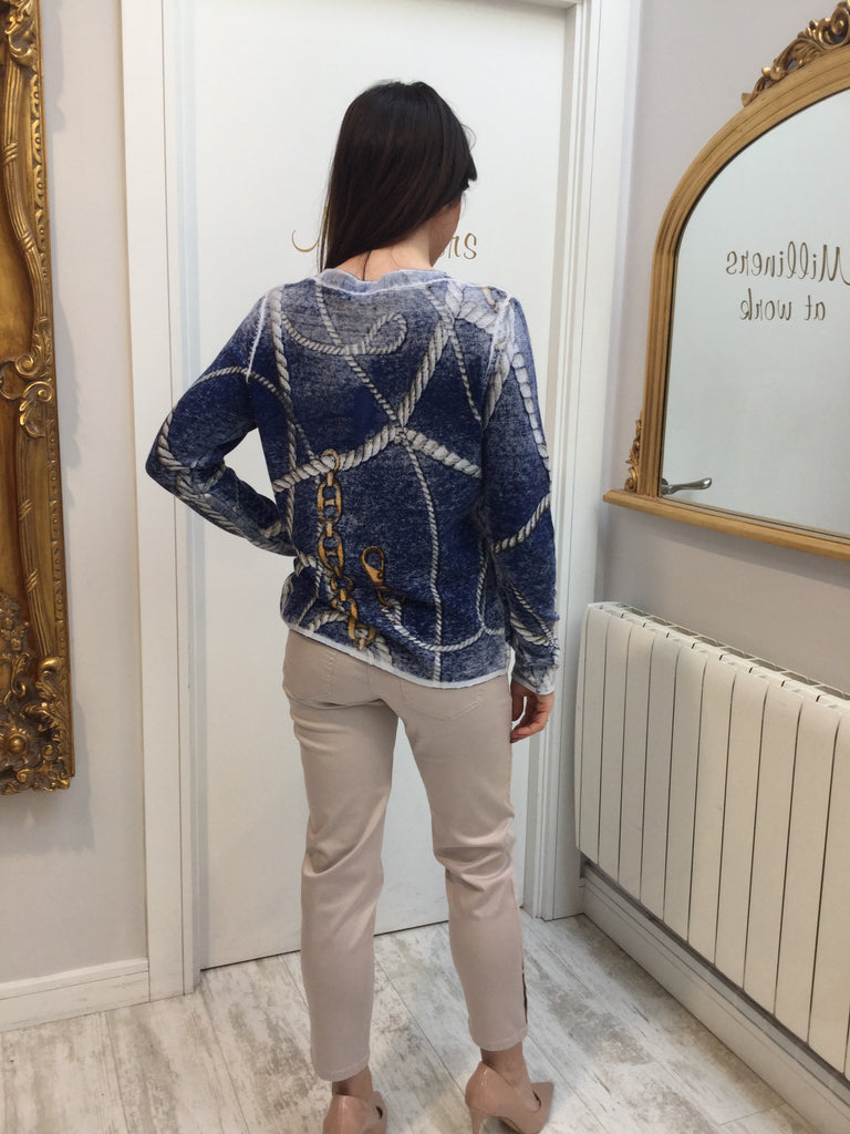 Sweater with Rope and Chain Print