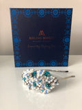 Plumeria Headpiece in Pearl Turquoise and Crystals