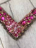 V Collar - Pink & Gold with Gold Lace