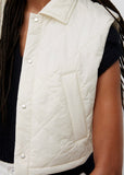 White Quilted Cropped Gilet