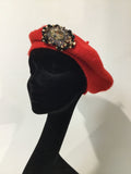 Red Beret with Gold Embellishment
