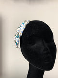 Plumeria Headpiece in Pearl Turquoise and Crystals
