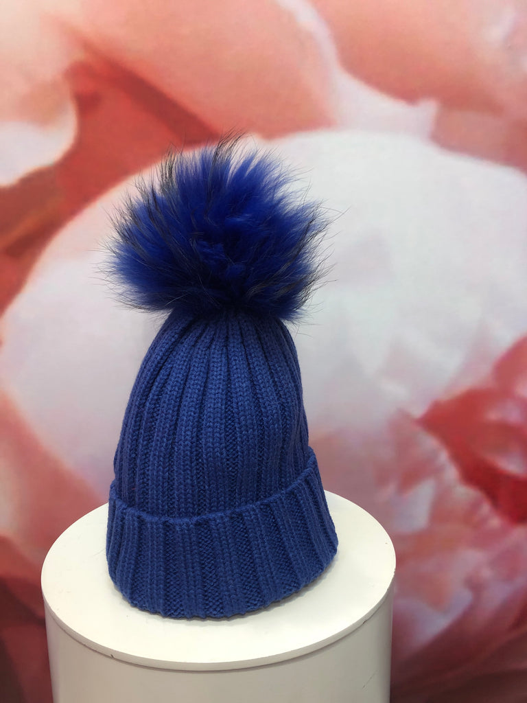 Pom Pom Hat in Blue