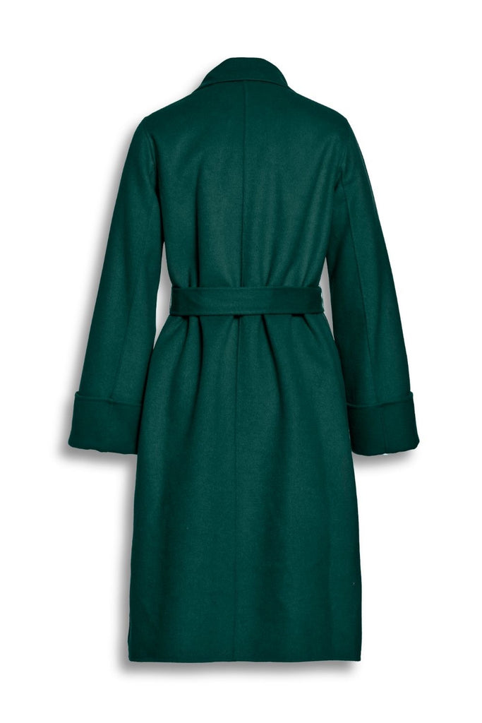 Seagreen Wool Coat with Detachable Insert