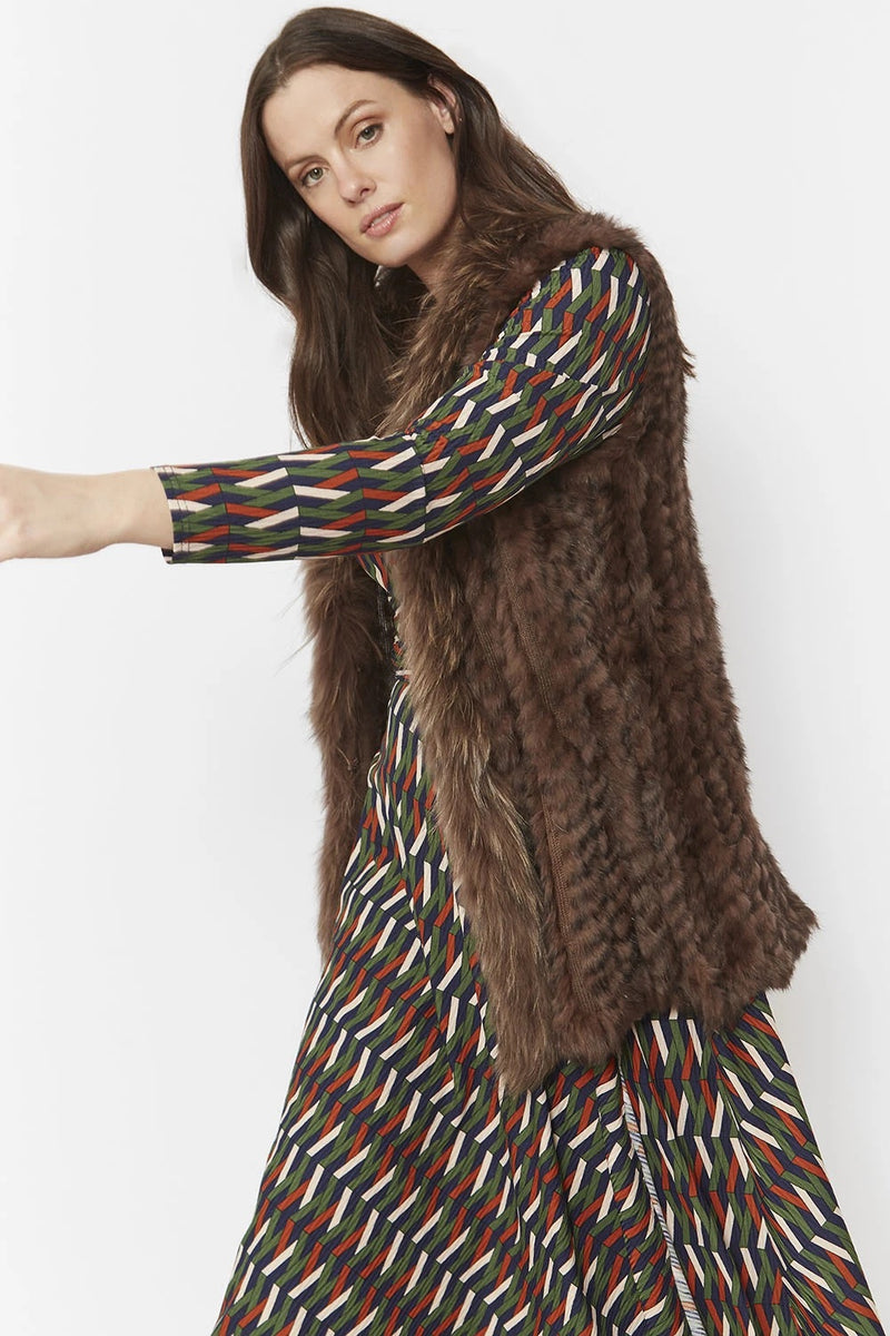Chocolate Long Fox & Coney Gilet