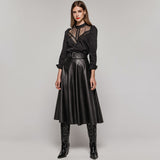 Leather Look ALine Skirt with Detachable Belt