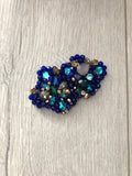 Iris in Blue Turquoise and Gold Crystals