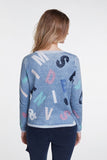 Navy Sweater with Letter Print