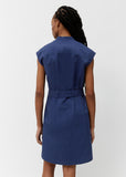 Sleeveless Fitted Dress with Belt Navy