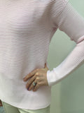 Ribbed Pullover with Slashed Neckline