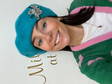 Turquoise Beret with Silver and Turquoise Brooch