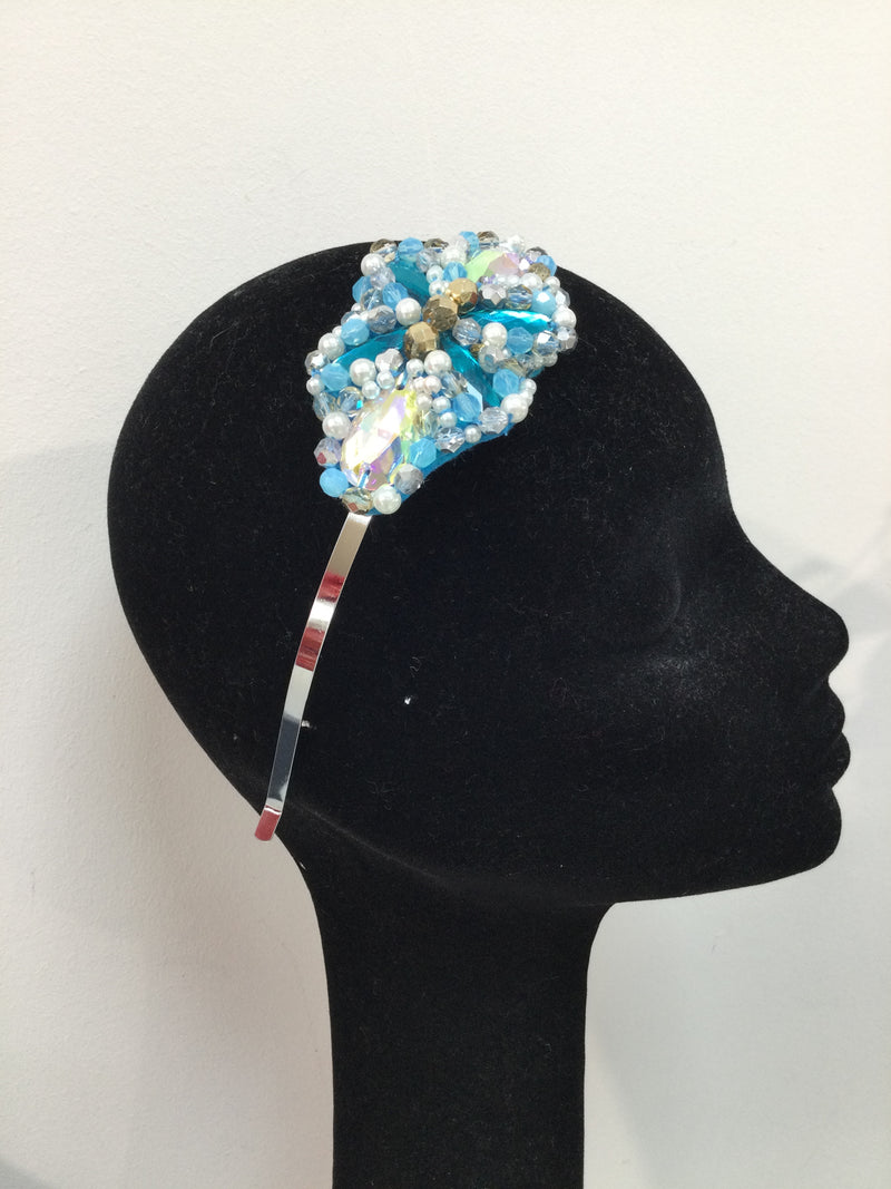 Iris in Turquoise, Gold, Silver and Pearl
