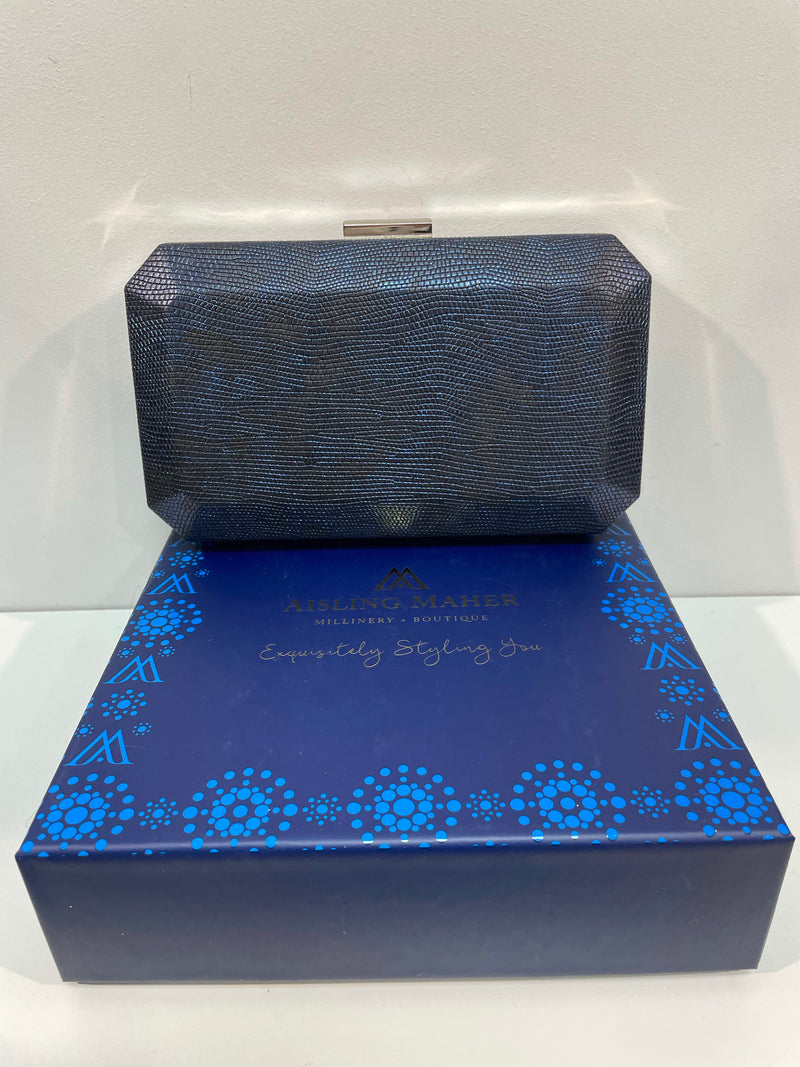 Metallic Navy Geometric Clutch