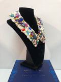 Large Collar - Pearl and Multicoloured Crystals