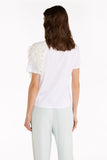 White T-shirt with Feather Detail on the Shoulder