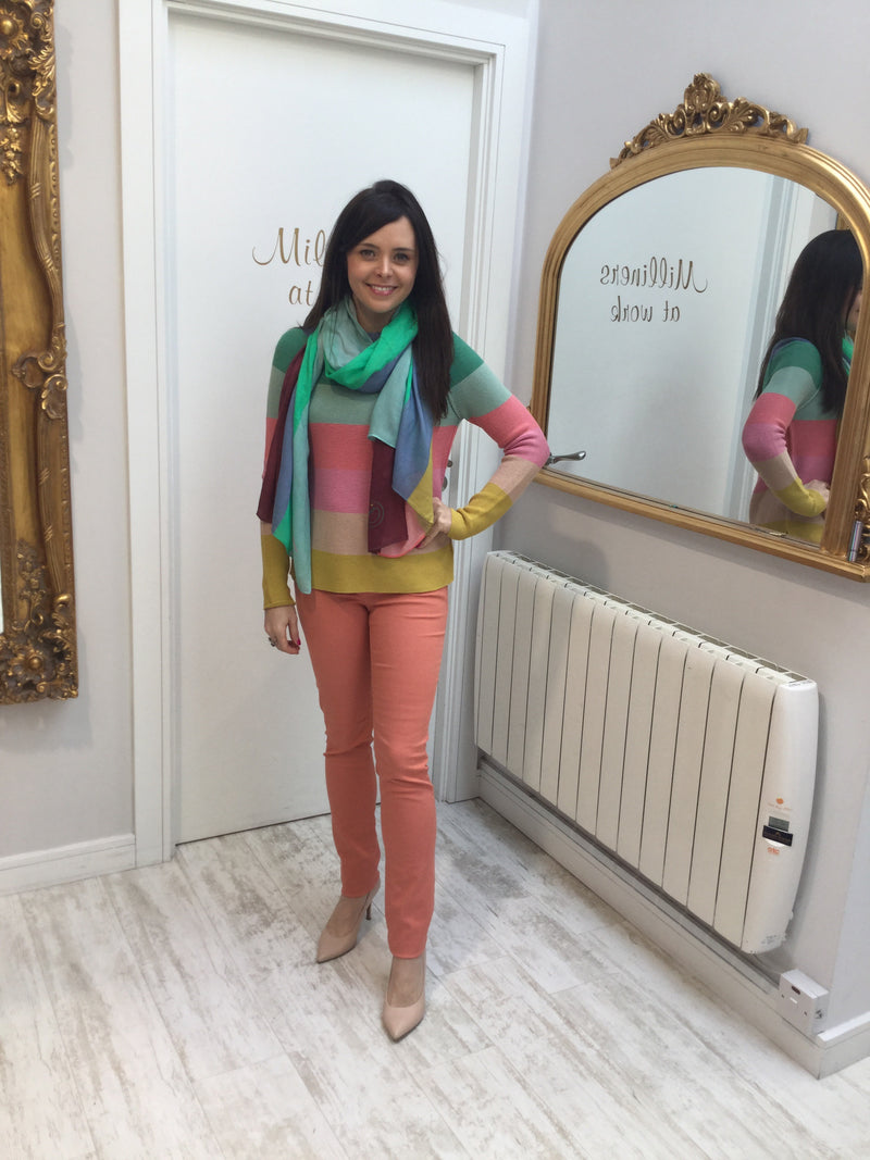 Long Scarf in Rainbow Stripes 66622
