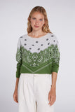 Green Paisley Style Cotton Sweater