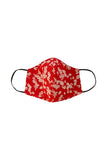 Red and Beige Floral Mask