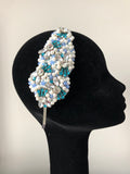 Plumeria Headpiece in Pearl Turquoise and Crystals