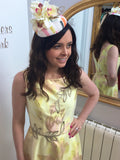 floral headpiece yellow pink