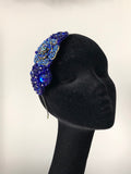 Plumeria headpiece in Royal Blue with Antique Gold Crystals