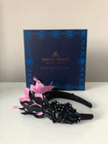 Blair Headpiece in Black and Pink with Crystals