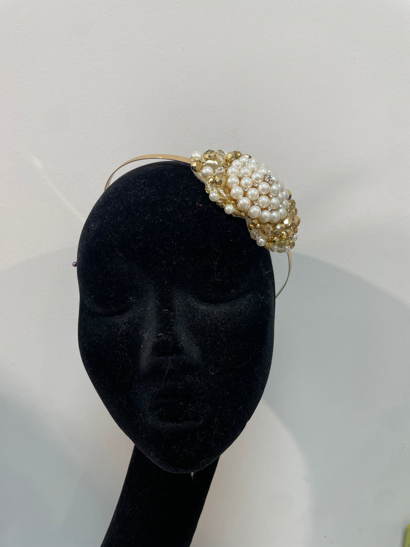 Iris in  Pearl and Gold Crystals