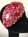 Teardrop in Red Pink and Gold Crystals