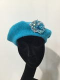 Blue Beret with Ice Blue Crystals