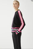 Lorene Sweater in Black with Pink Ivory Trims