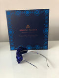Plumeria headpiece in Royal Blue with Antique Gold Crystals