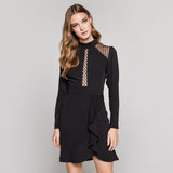 Black Dress with Ruffle Front and Sheer Panels