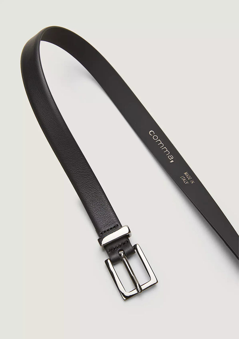 Thin Black Leather Belt