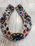 Large Collar - Pearl and Multicoloured Crystals