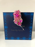 Plumeria in Pink with Silver Gold and Rosegold Crystals