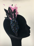 Blair Headpiece in Black and Pink with Crystals