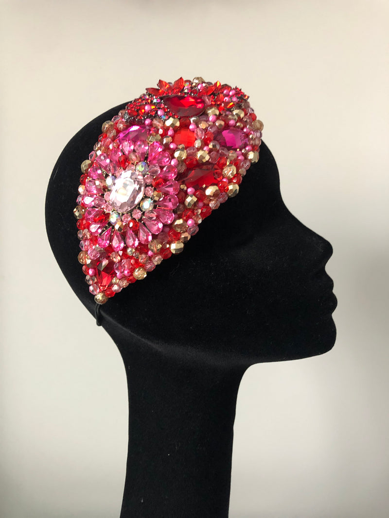 Teardrop in Red Pink and Gold Crystals