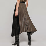 Bronze and Black Lurex Pleated Skirt