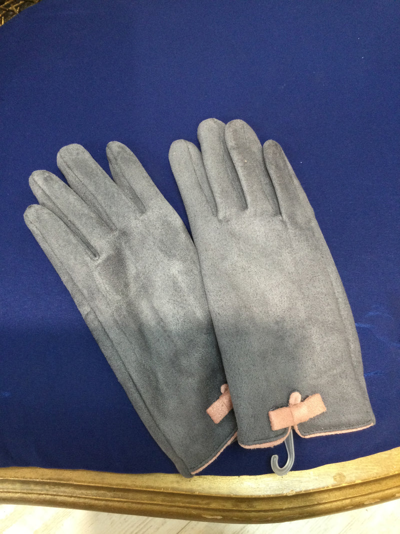 Grey Gloves with Bow