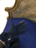 Navy Fur Gloves