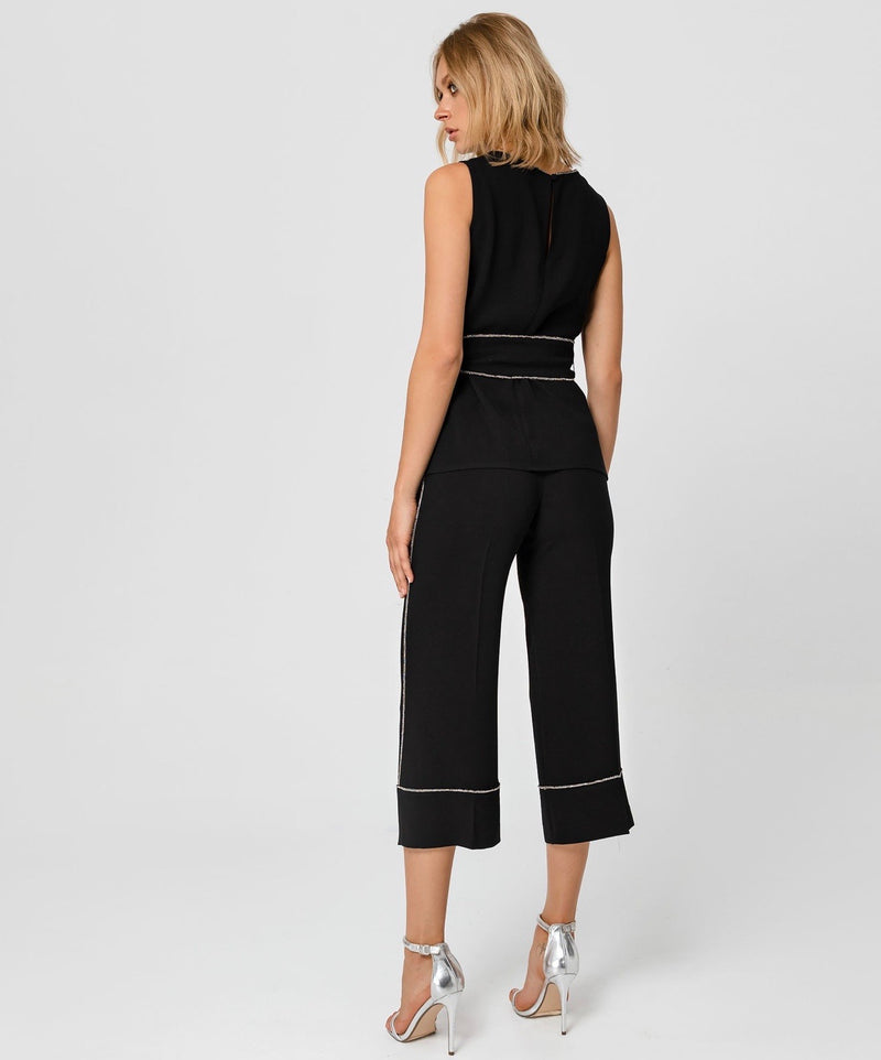 Sleeveless Top and Belt Diamonte Trim