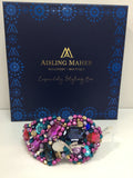 Plumeria In Navy, Pink ,Purple and turquoise