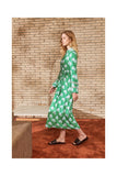 Maxi Dress with Tie in Blue and Green