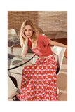Maxi Skirt in Red and Pink Geometric Print