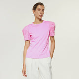 Pink Tshirt with Puff Shoulders