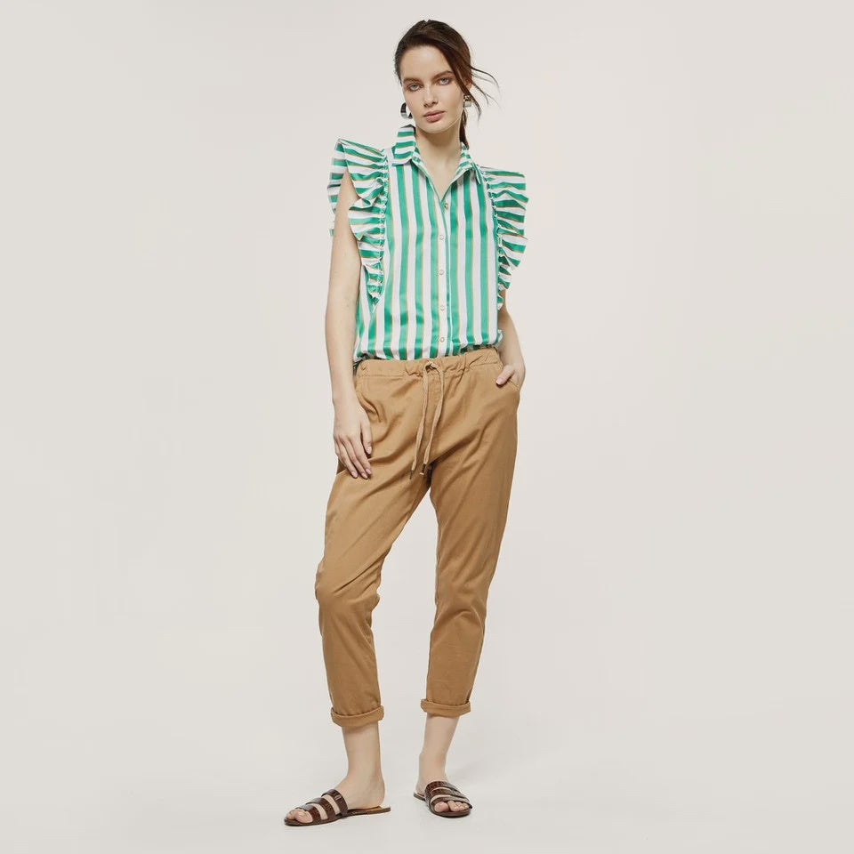 Cotton Green Striped Shirt
