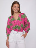 Mabel Top in Pink Palm Tree