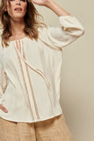 Cream Blouse with Crochet Details