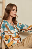 Cotto tunic Blouse in Graphic Print